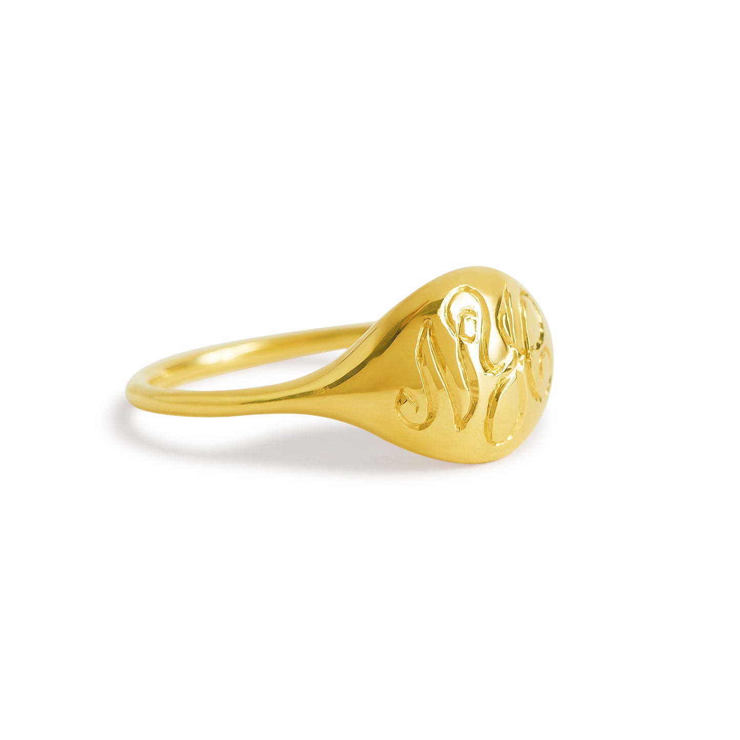 carved signet ring - east/west oval