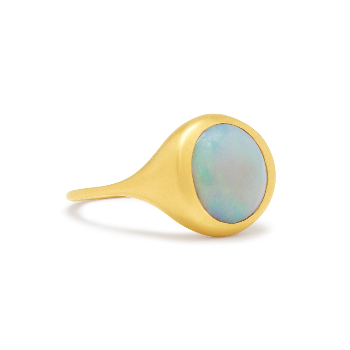 carved ring - round opal