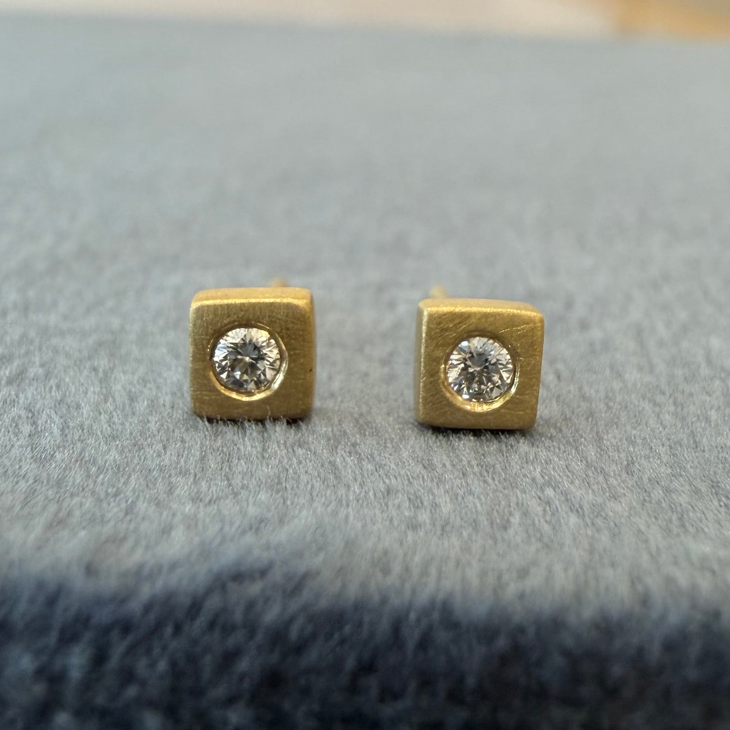 micro square studs with diamonds
