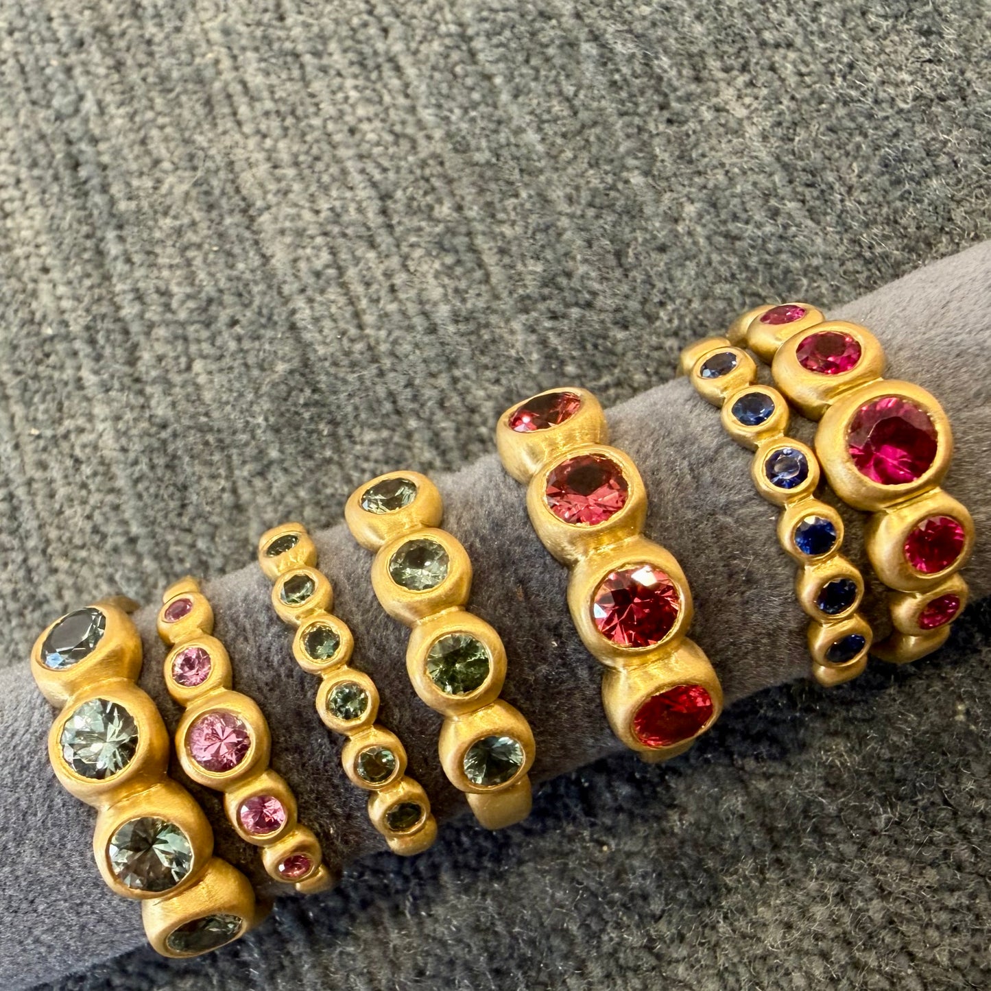 kima ring - 5 stones with ruby