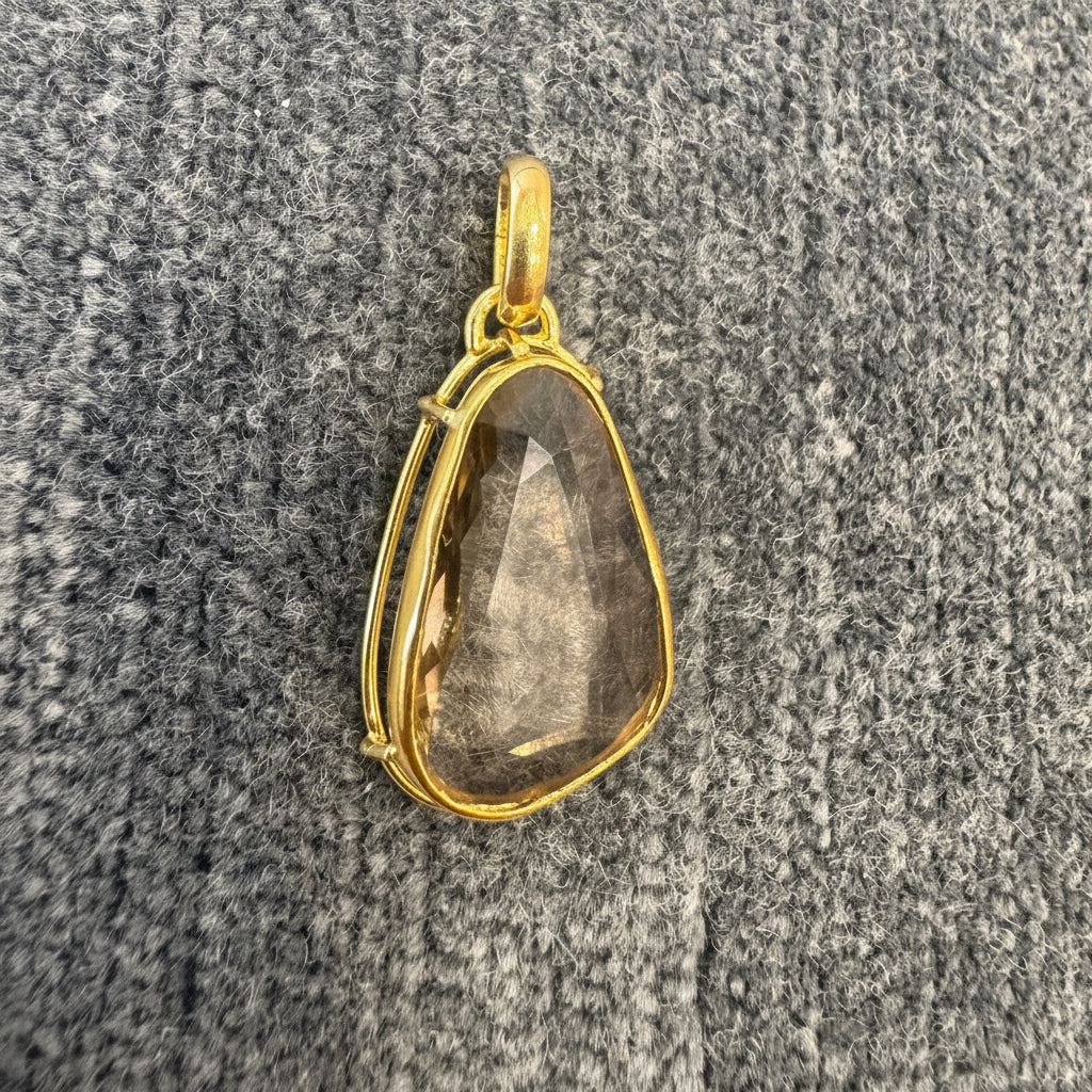 smoky quartz portrait pendant