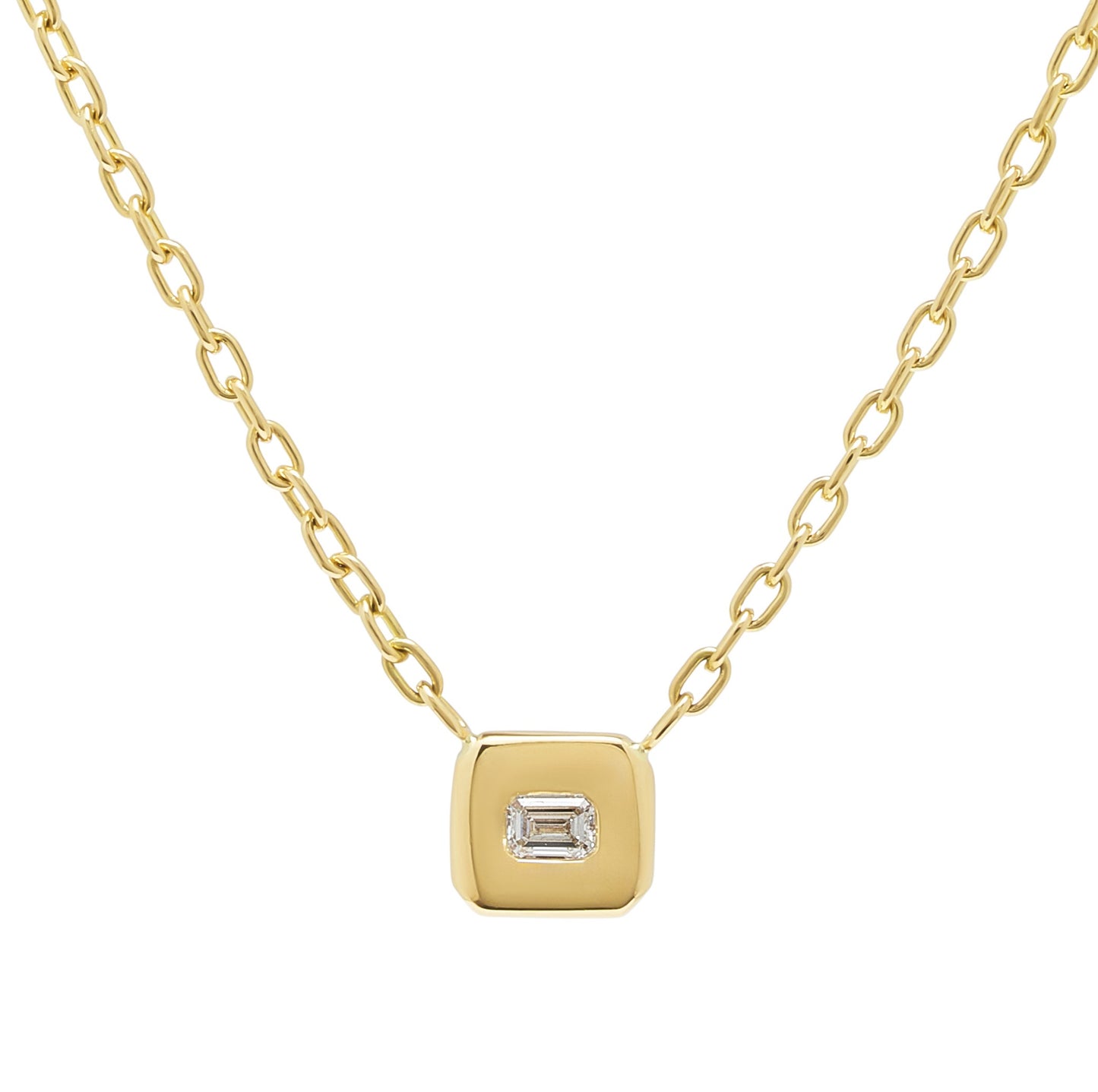 chunky bezel necklace - emerald cut