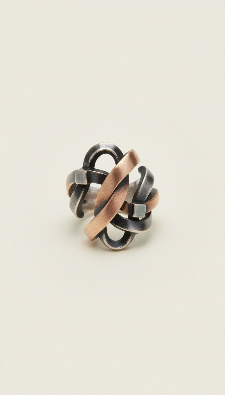 Mixed Metal Sculpted Cocktail Ring
