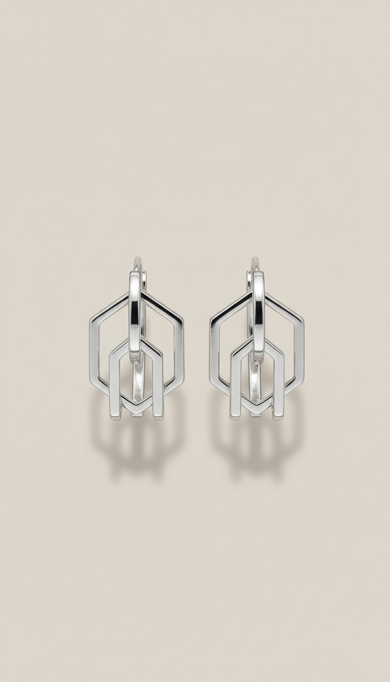Sterling Silver Geometric Hoop Earrings