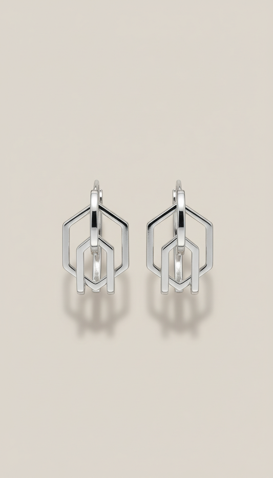 Sterling Silver Geometric Hoop Earrings