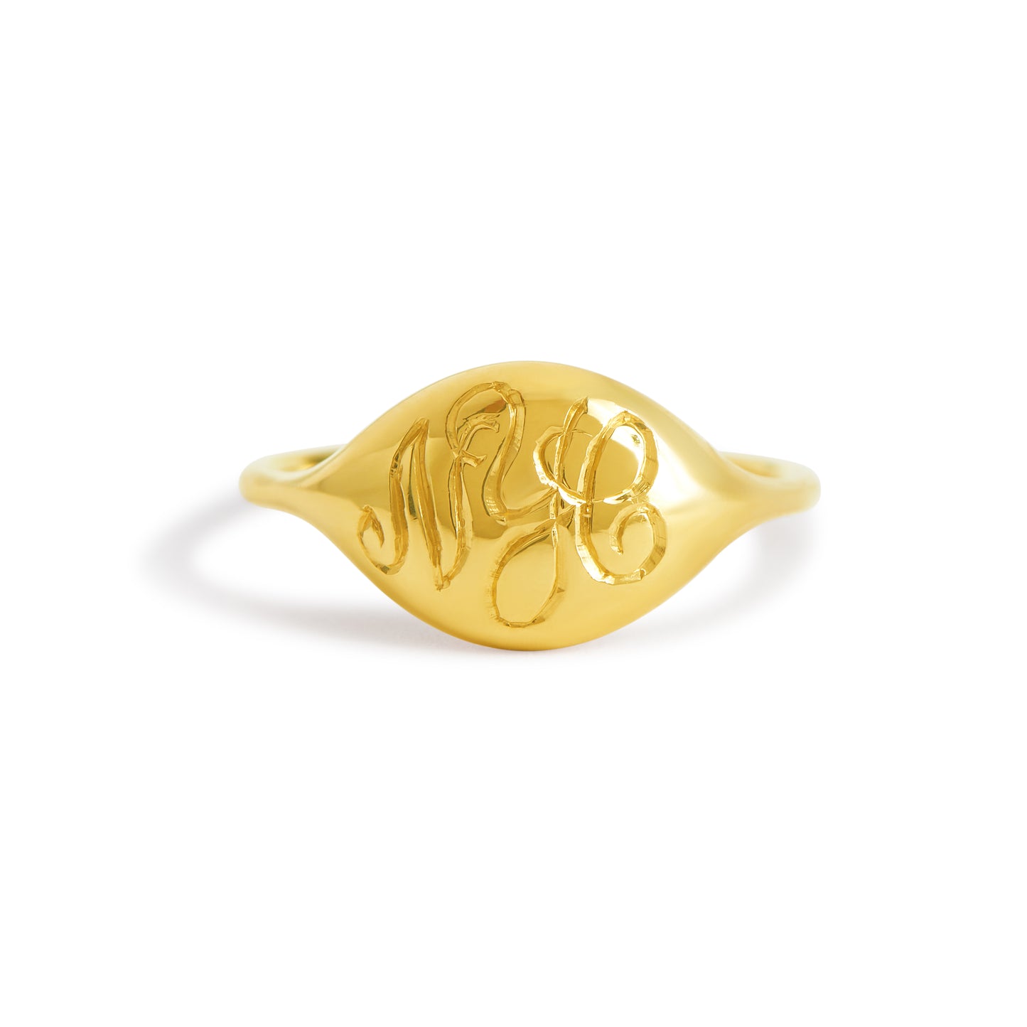 carved signet ring - east/west oval