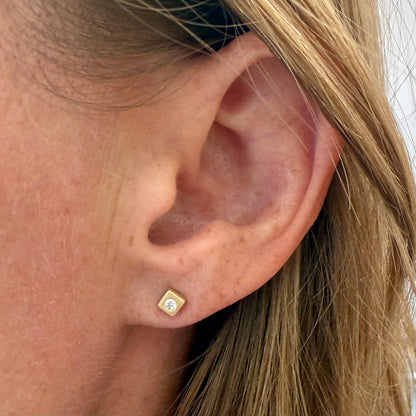 micro square studs with diamonds