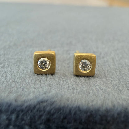 micro square studs with diamonds