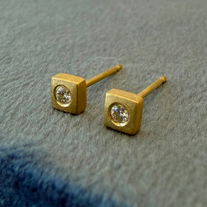 micro square studs with diamonds