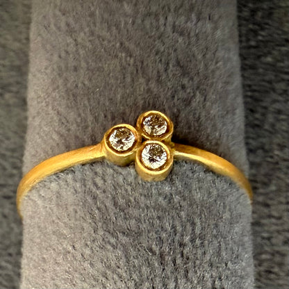 teeny ring - triple cluster with 2 pt diamonds
