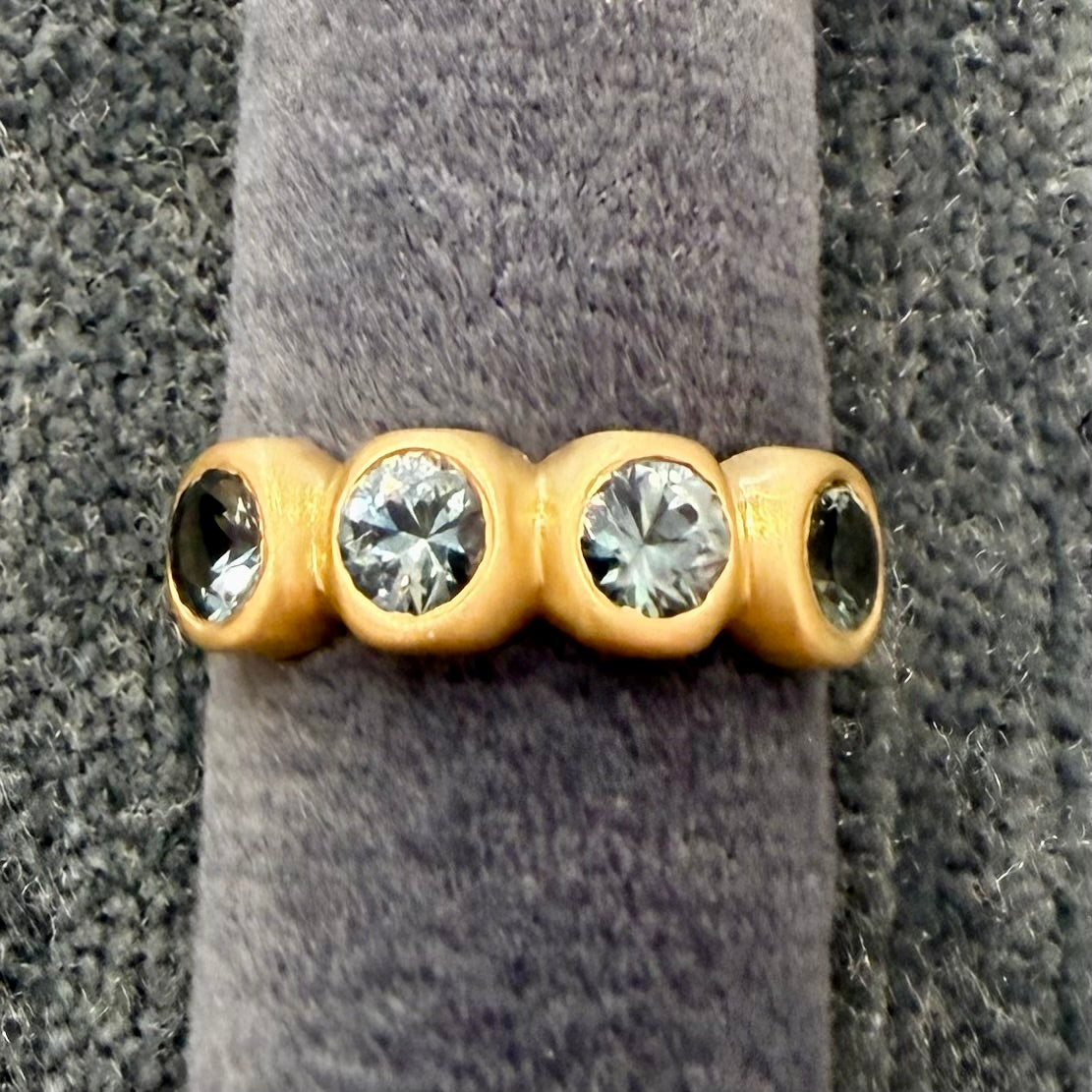 porch skimmer band with 4mm denim blue montana sapphires