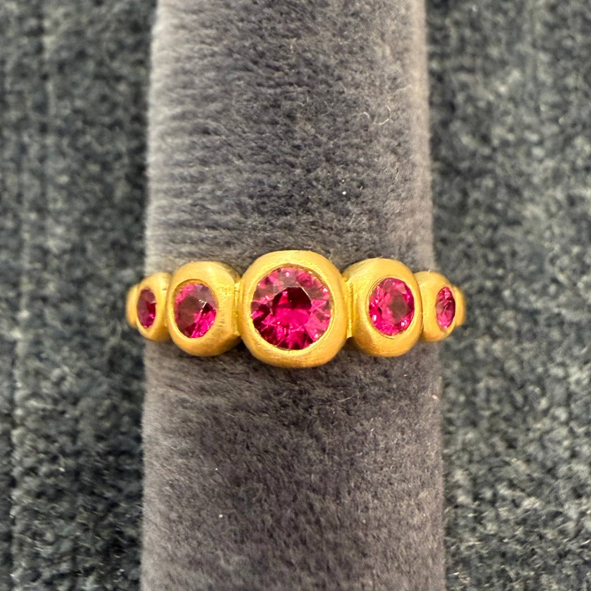 kima ring - 5 stones with ruby