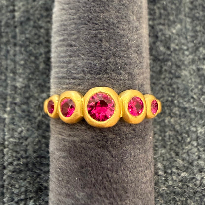 kima ring - 5 stones with ruby
