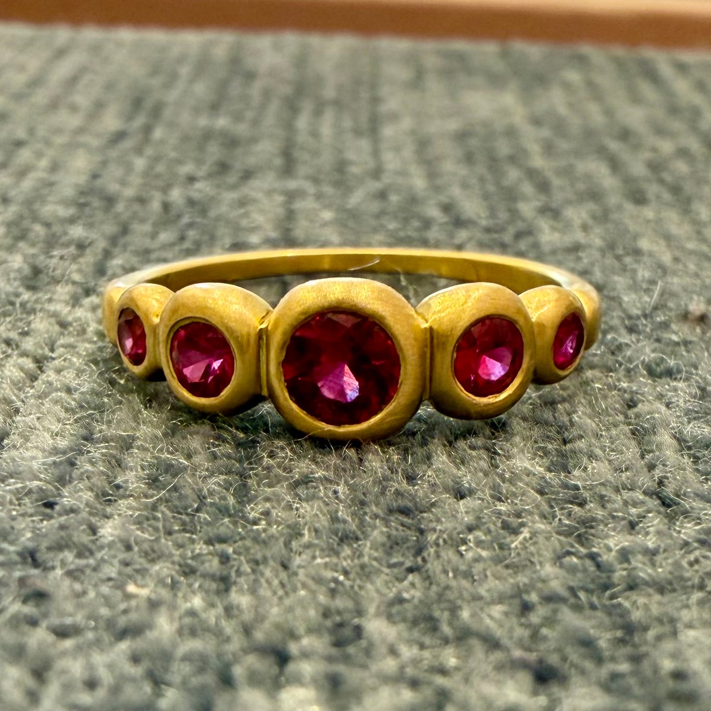kima ring - 5 stones with ruby