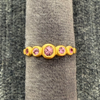 kima ring - 5 stone with pink sapphire