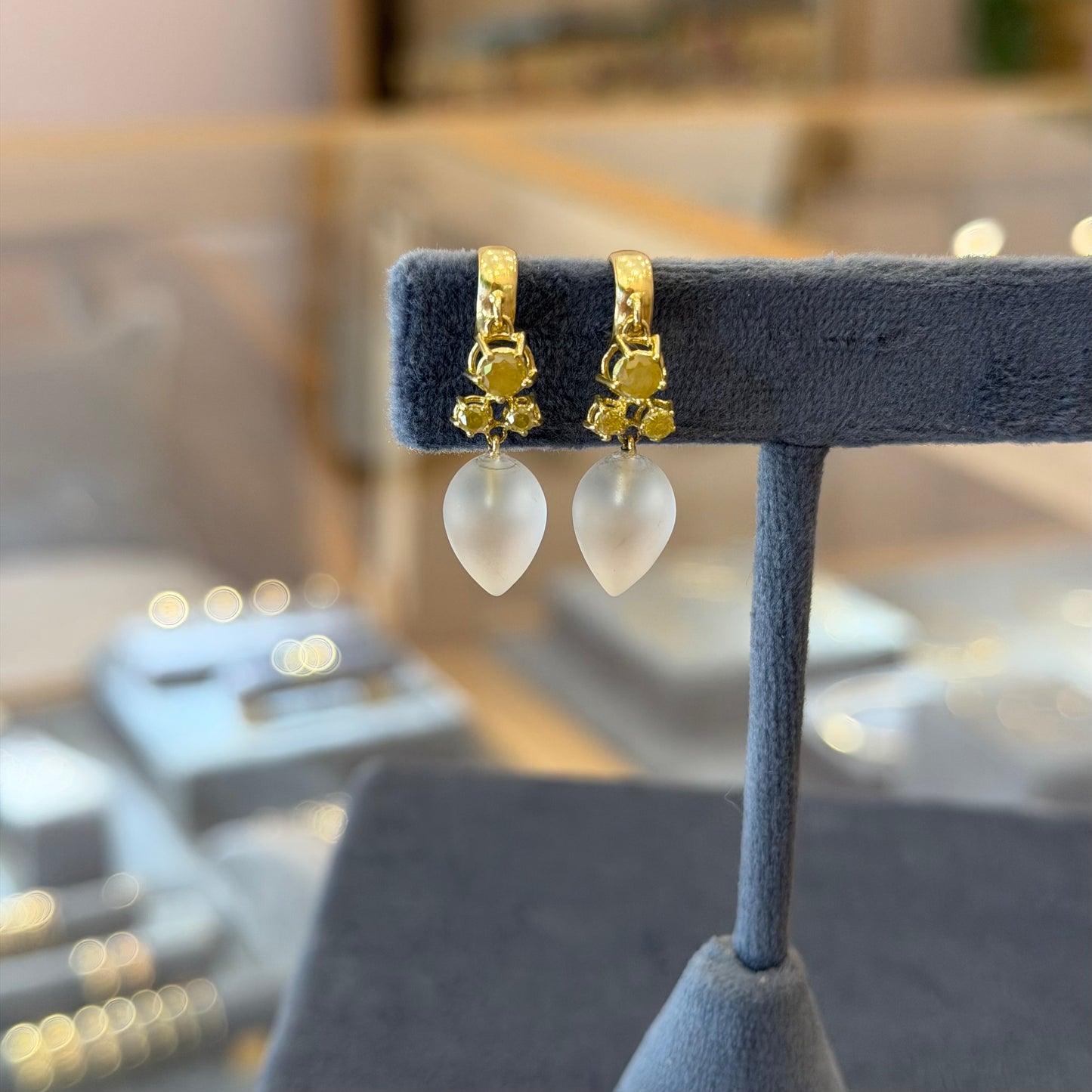 huggie hoops with clustered diamonds and quartz