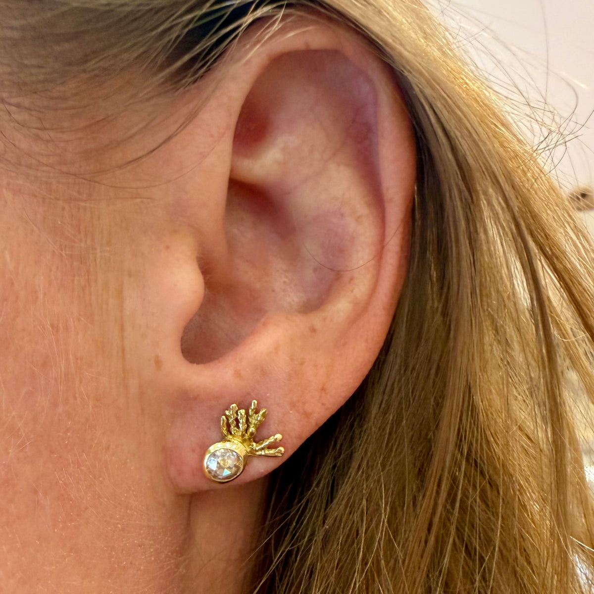 comet rose cut diamond studs