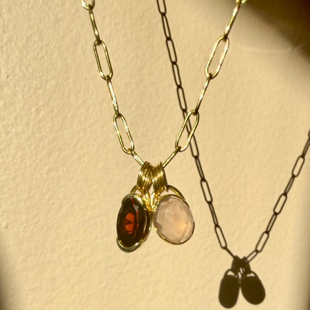 garnet oval poppy bezel charm