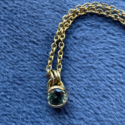 poppy bezel necklace with Montana blue sapphire