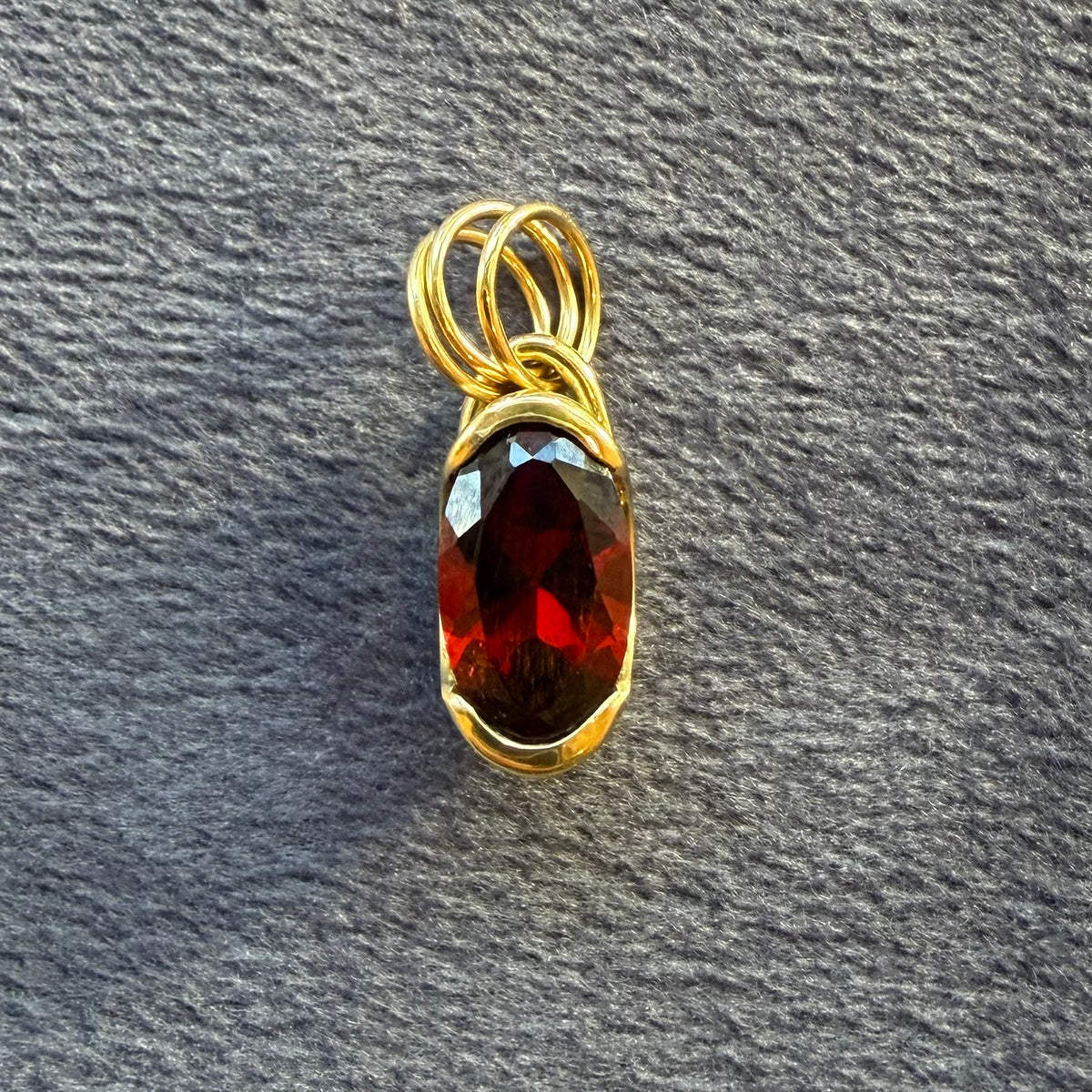 garnet oval poppy bezel charm
