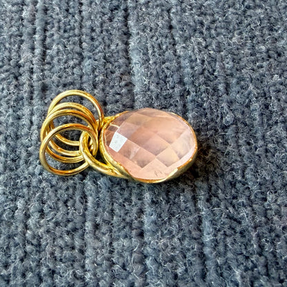 rose quartz oval poppy bezel charm