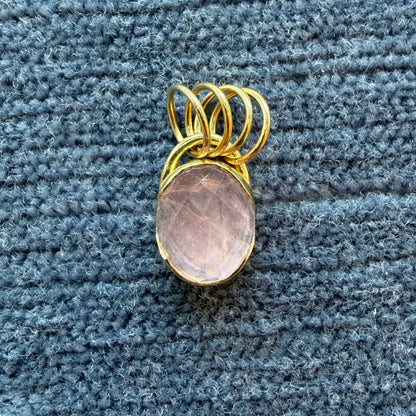 rose quartz oval poppy bezel charm