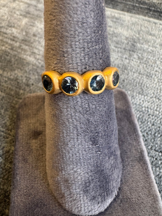 porch skimmer band w 4mm medium blue Montana sapphires