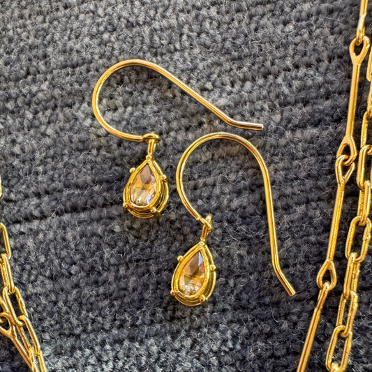 rose cut diamond drop earrings