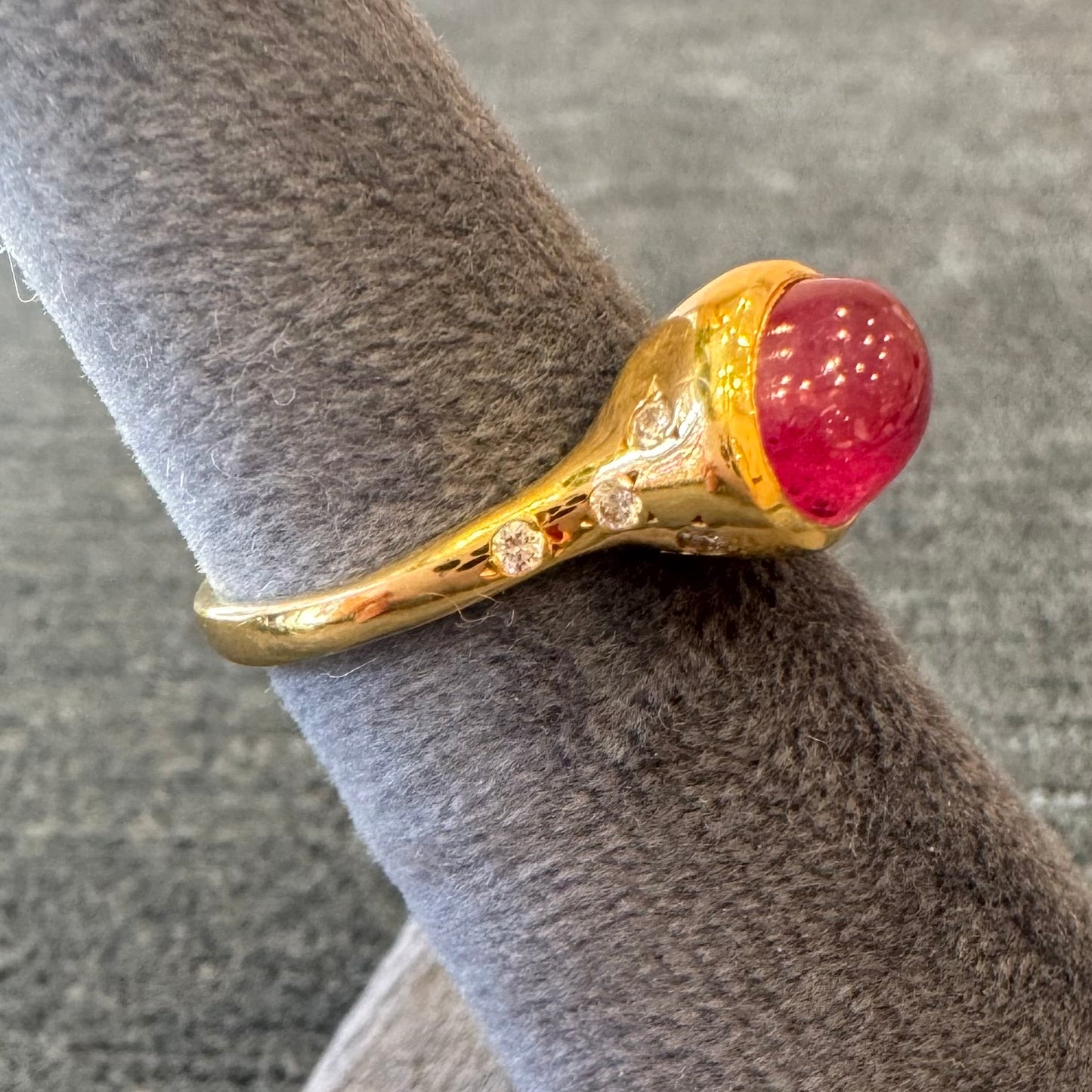 ruby orbit ring with diamond