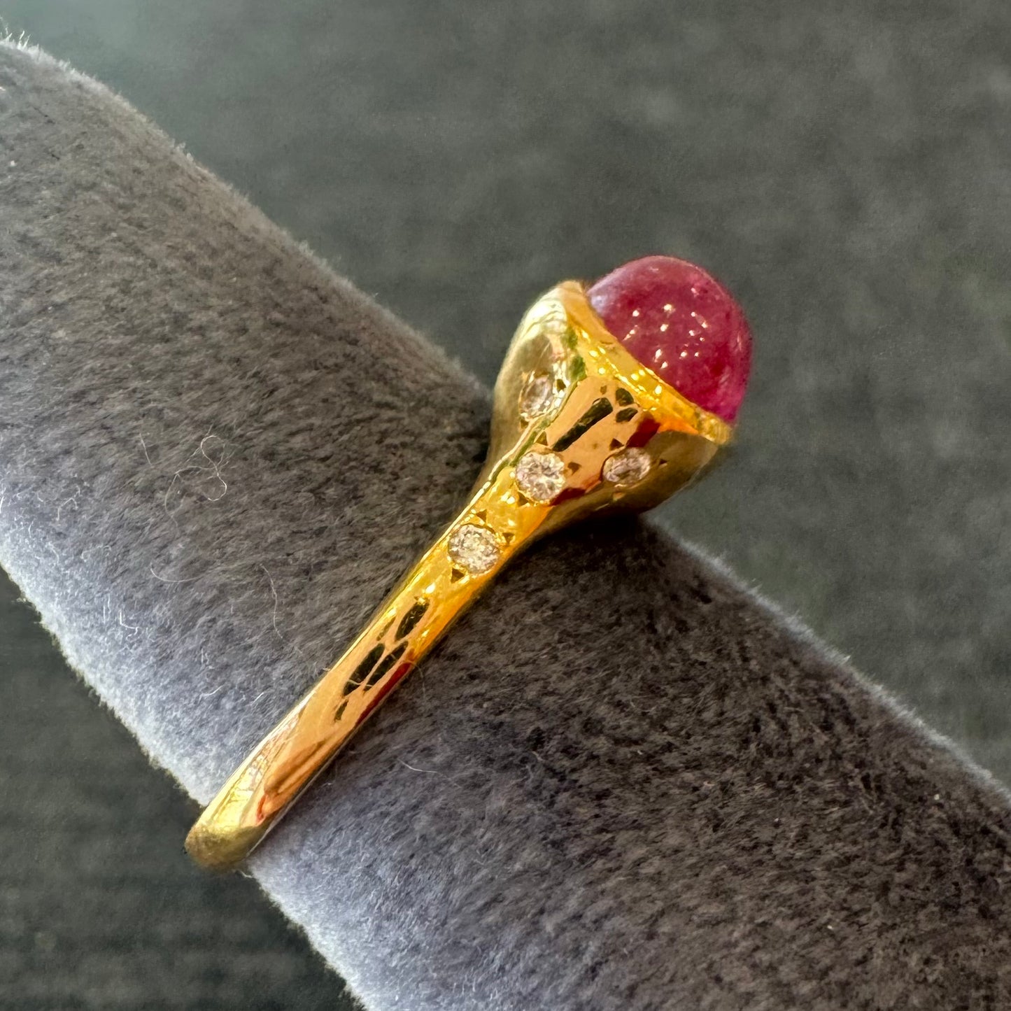 ruby orbit ring with diamond