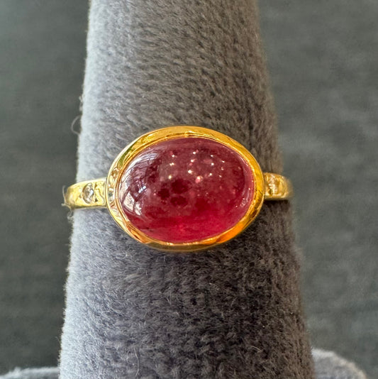 ruby orbit ring with diamond