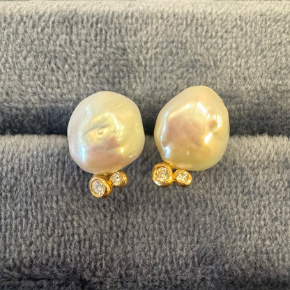 japanese keshi pearl diamond studs