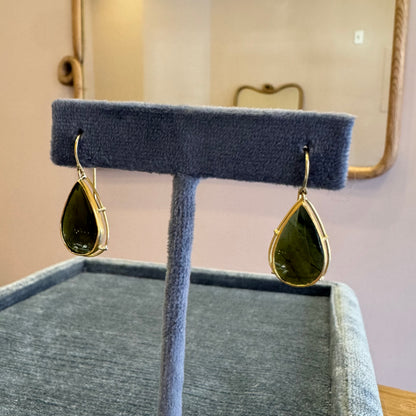 green tourmaline drop earrings