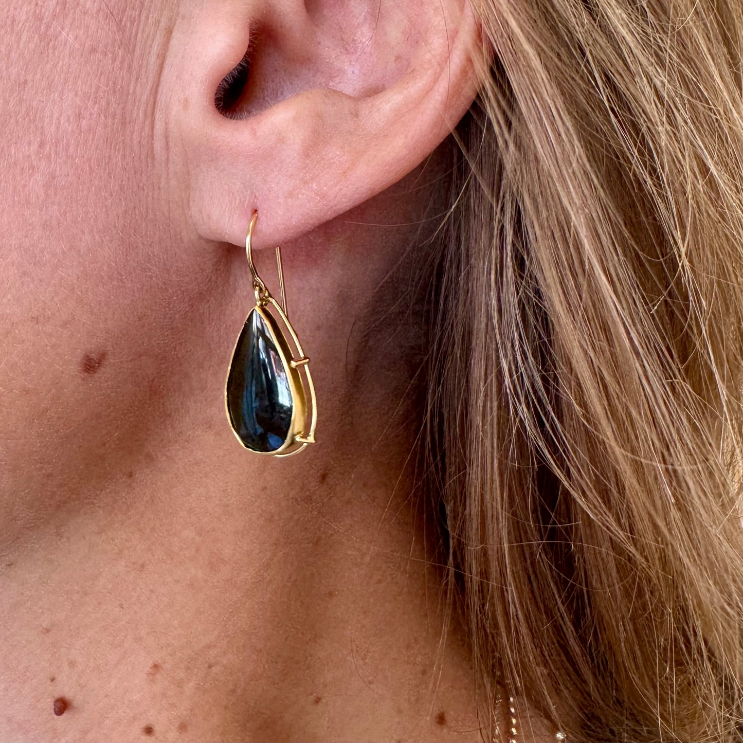 green tourmaline drop earrings