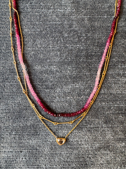 ombre ruby bead necklace