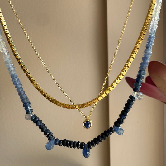 blue sapphire ombre necklace with briolettes