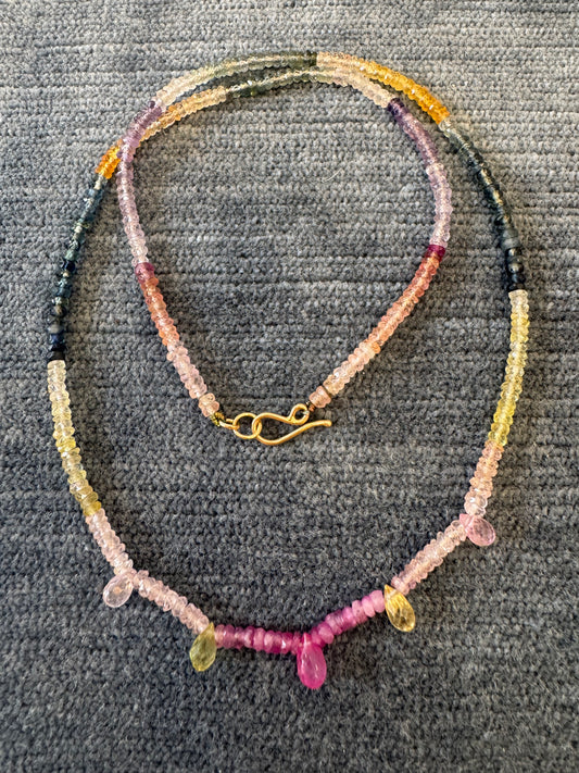 multicolor sapphire necklace with briolettes