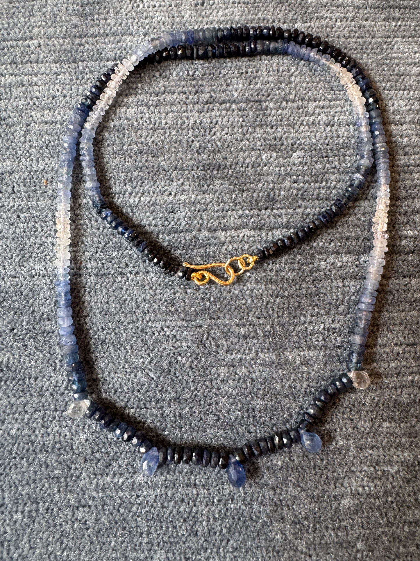 blue sapphire ombre necklace with briolettes