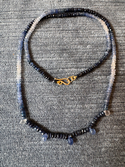 blue sapphire ombre necklace with briolettes
