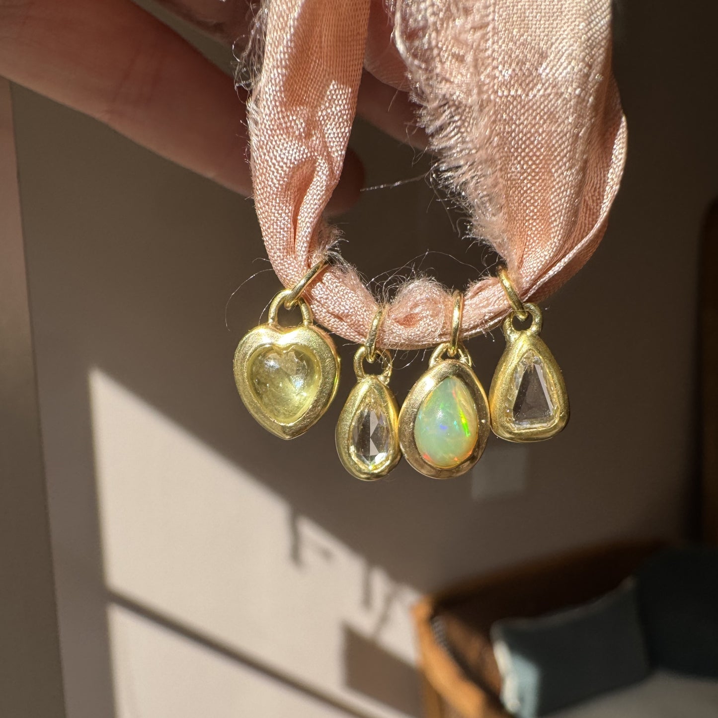 opal pear charm