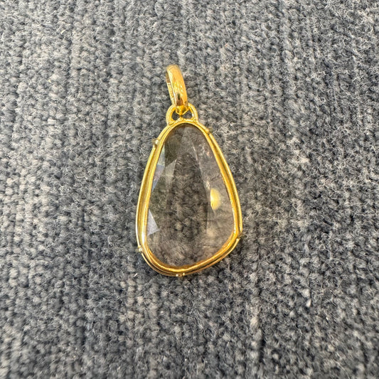 smoky quartz portrait pendant