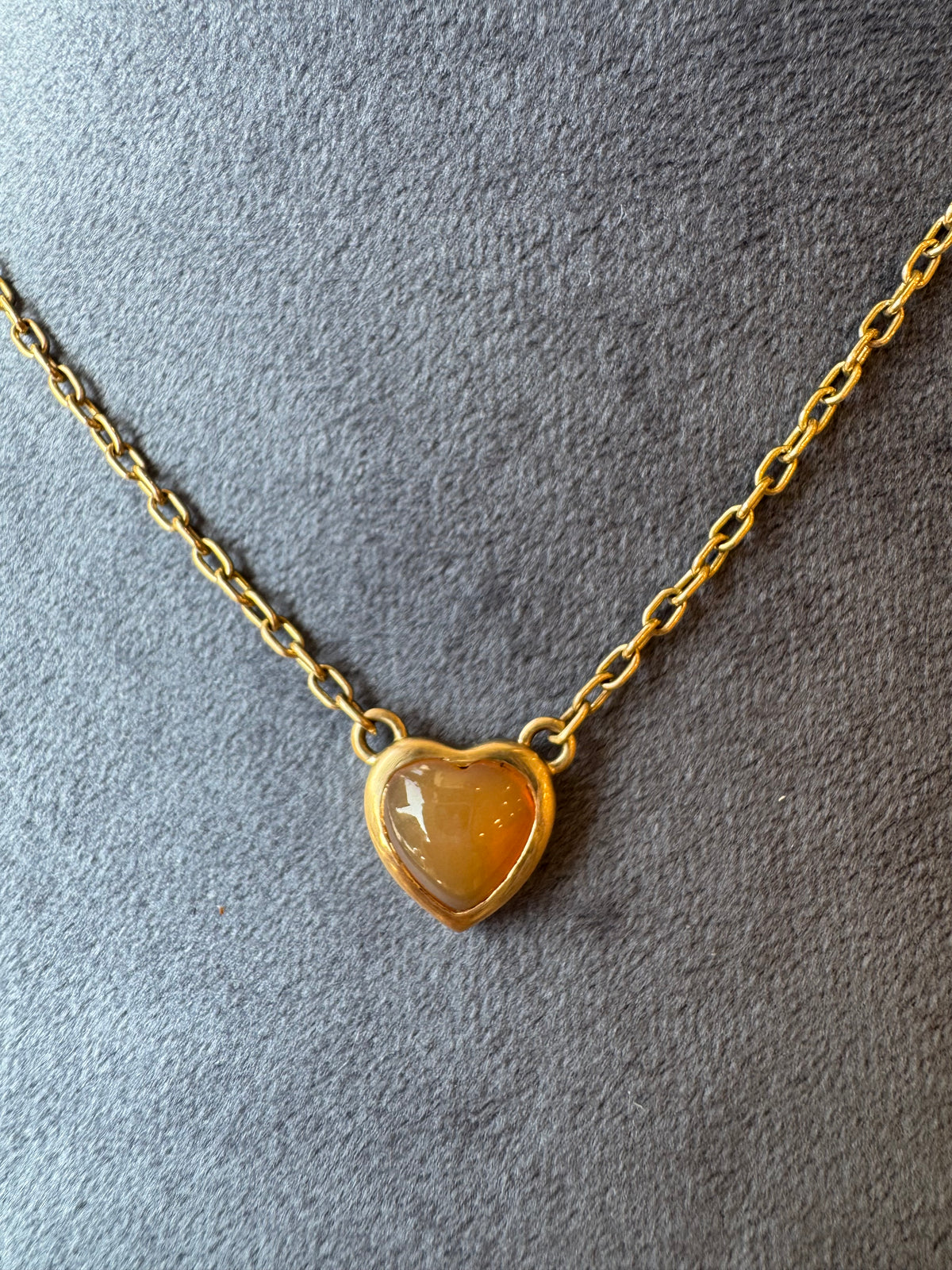 fire opal heart pendant