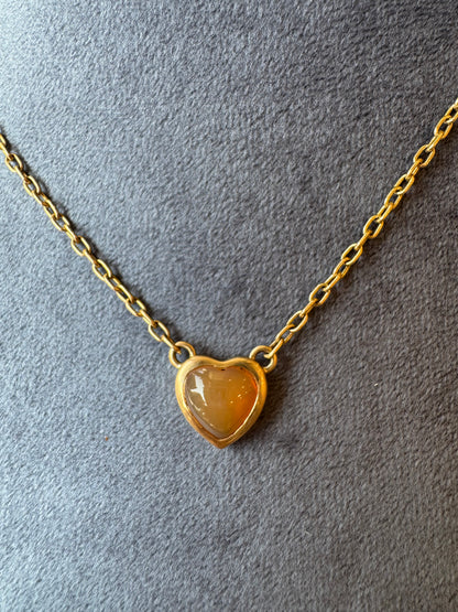 fire opal heart pendant