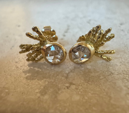 comet rose cut diamond studs