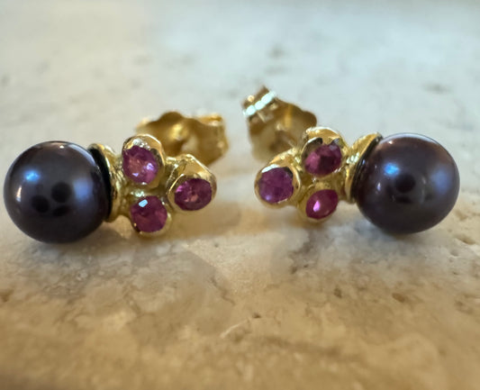 ruby constellation pearl studs