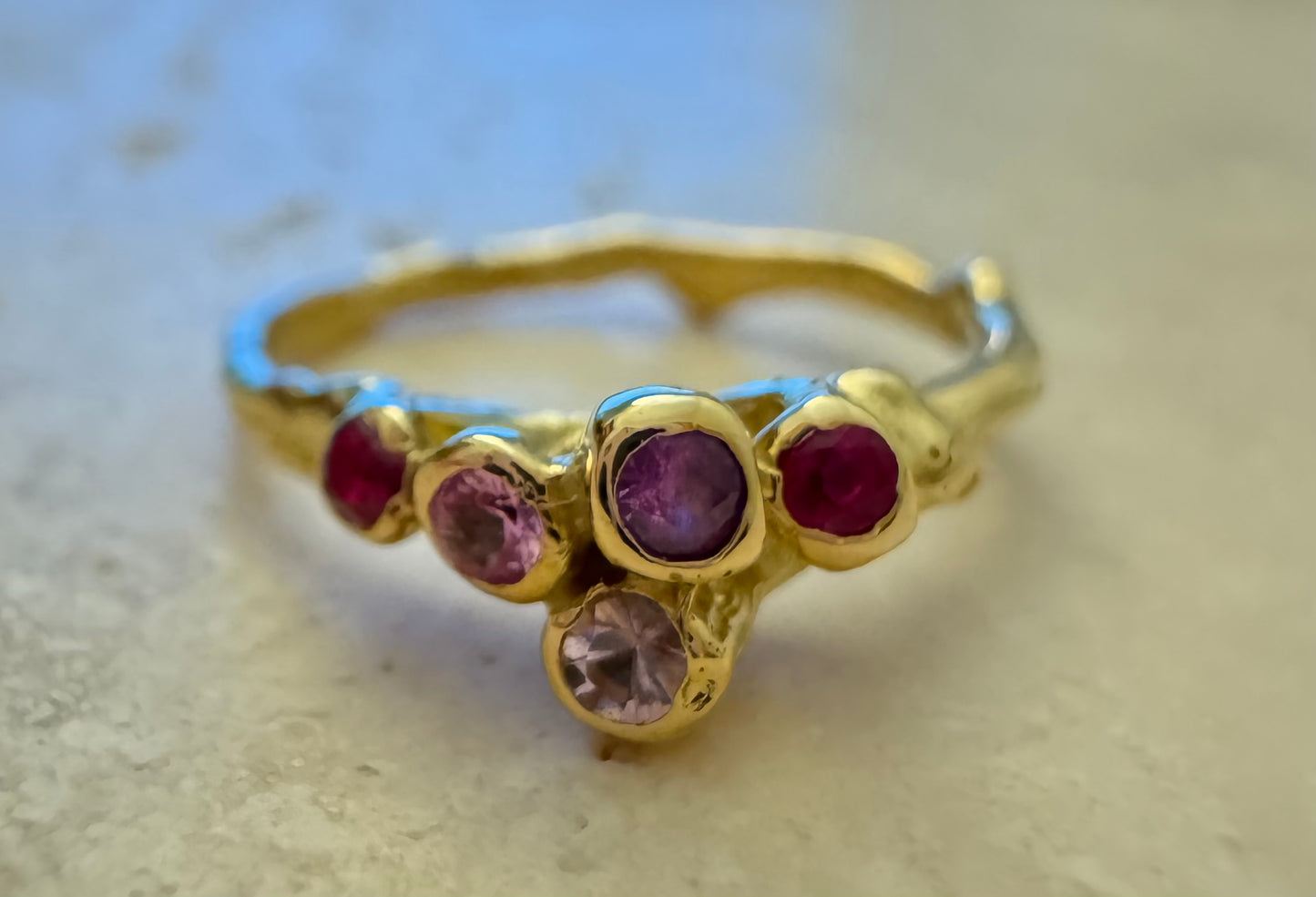sea anemone ruby ring