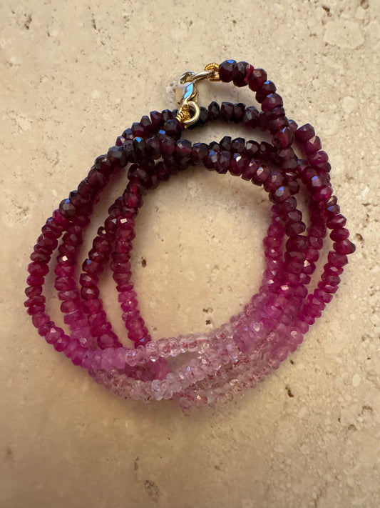 ombre ruby bead necklace