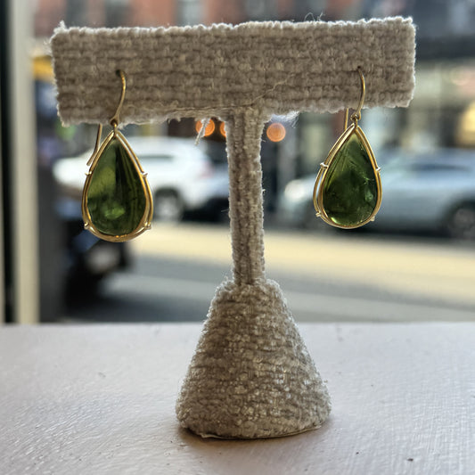 green tourmaline drop earrings