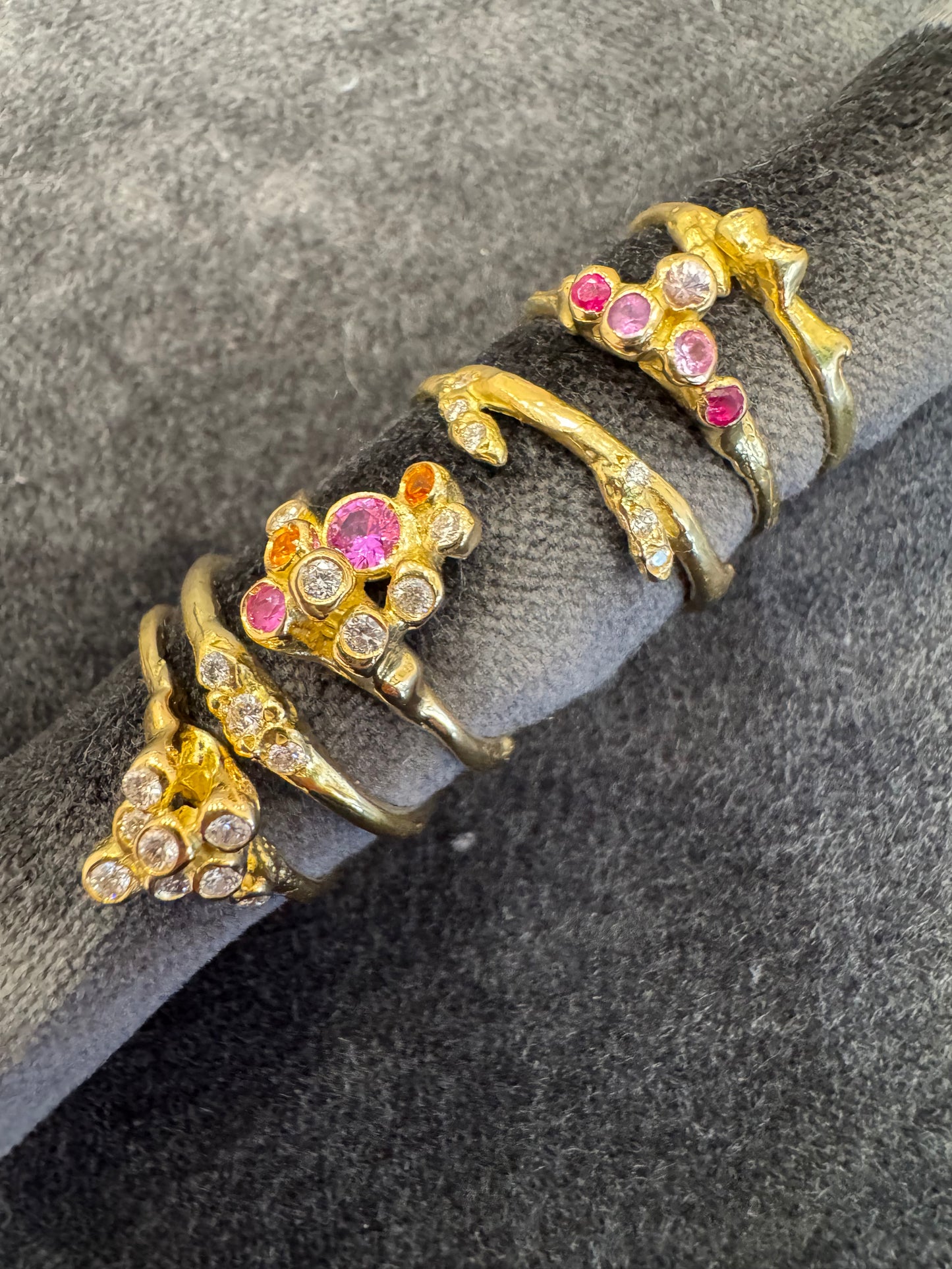 anemone sapphire and diamond ring