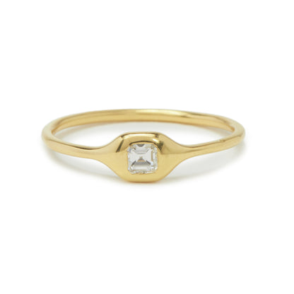 mini diamond shape ring - asscher cut
